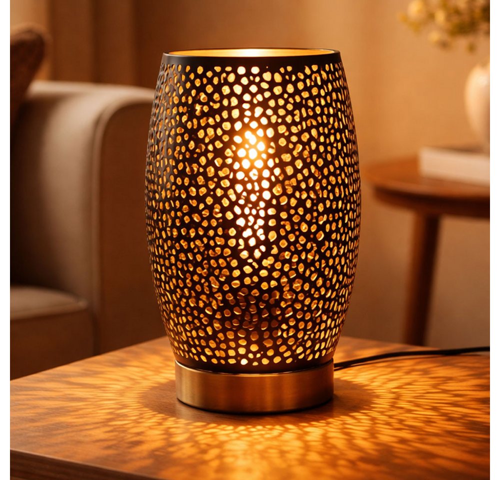 GLOBO LIGHTING Tischleuchte, Leuchtmittel nicht inklusive, Design Tisch Lampe Wohn Arbeits Zimmer Dekor Stanzungen Leuchte gold