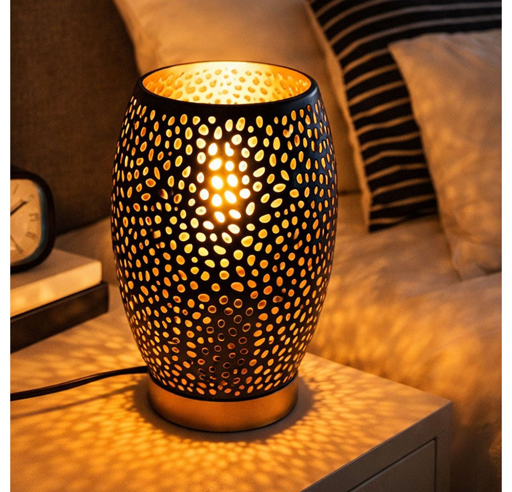 GLOBO LIGHTING Tischleuchte, Leuchtmittel nicht inklusive, Design Tisch Lampe Wohn Arbeits Zimmer Dekor Stanzungen Leuchte gold Bild 2