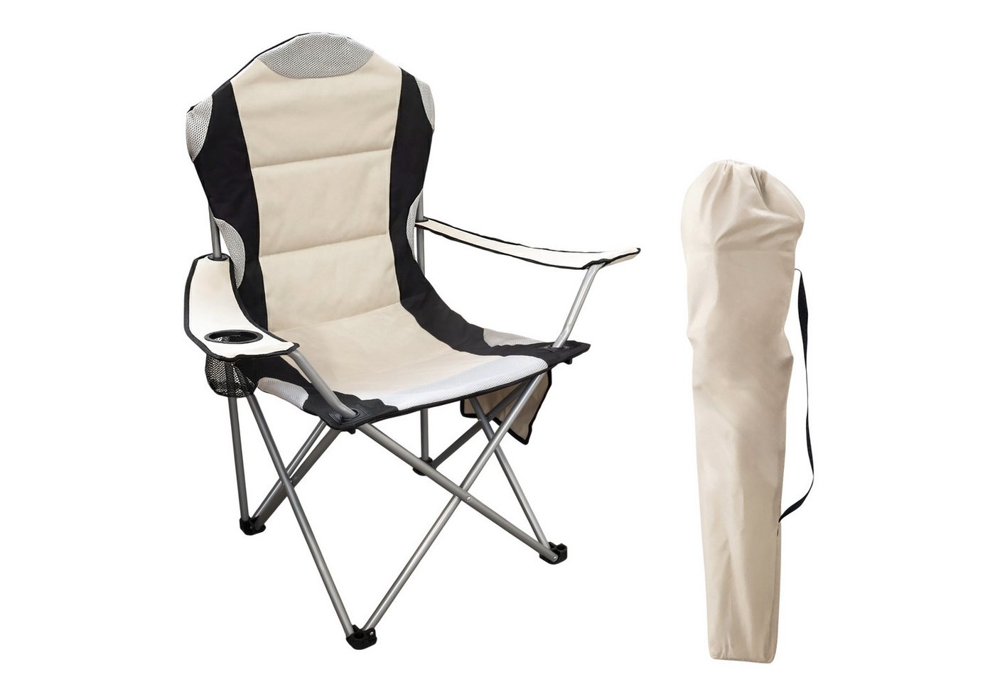 Spetebo Regiestuhl Regie Klappstuhl DELUXE mit Getränkehalter - beige