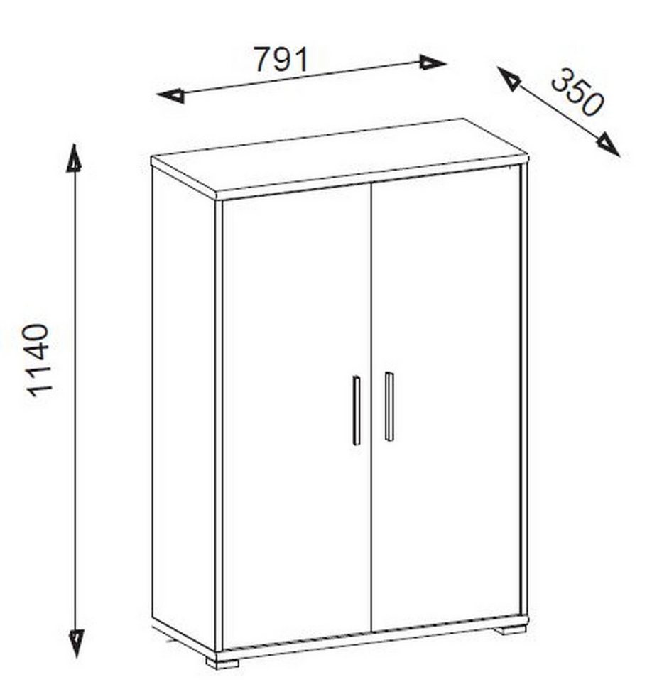 Bega Consult Aktenschrank in Sonoma/Eiche mit 2 Türen und 3 Fächern (BxHxT: 79,1x114x35 cm)