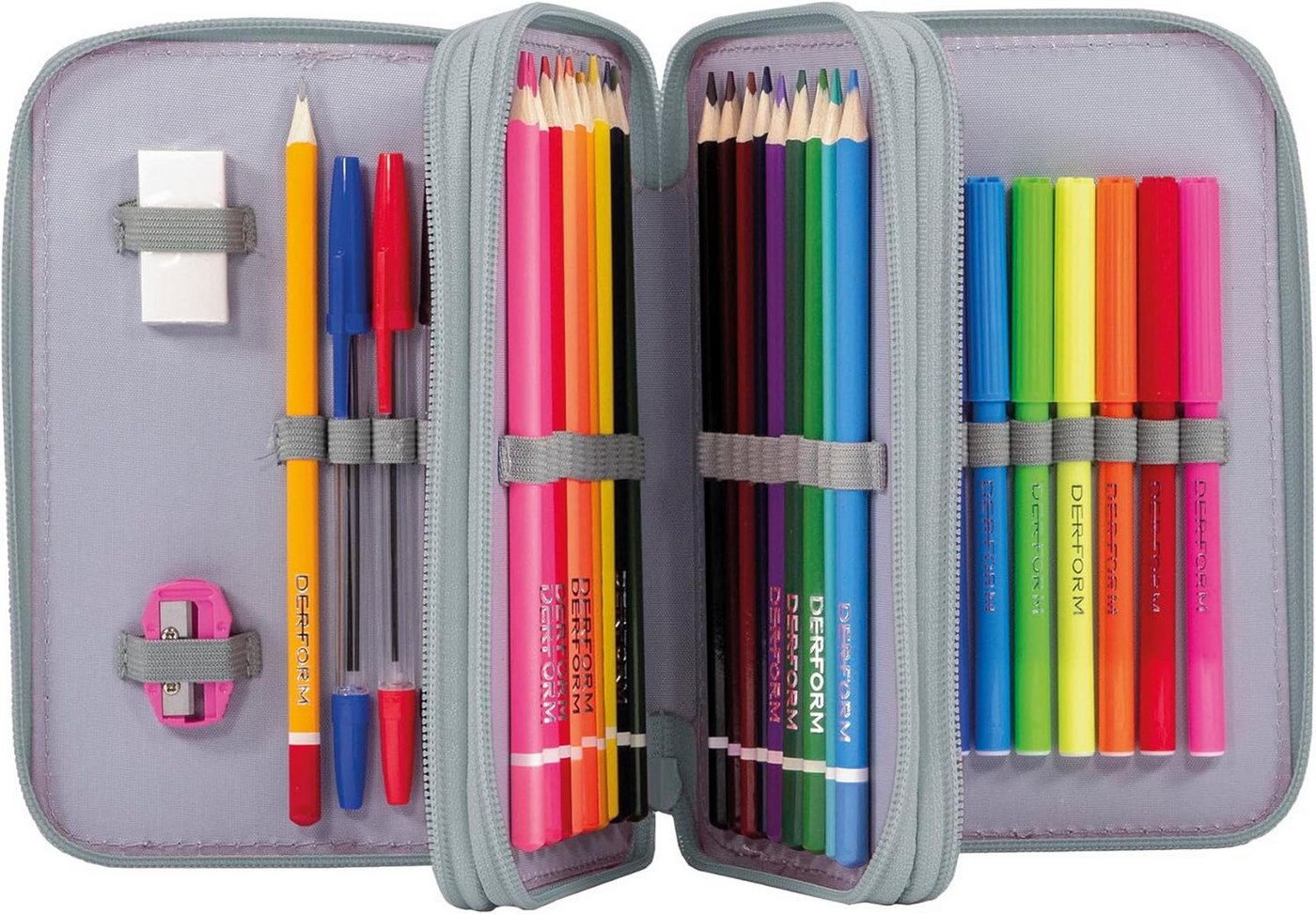 GOLDKIDS Federmäppchen 2 Fächer - Mäppchen für Mädchen - Federmappe, (2-Fach Federtasche Gefüllte Schüleretui, 1-tlg., 32-teilig - Schulmäppchen und), Hausaufgabenheft Bild 4