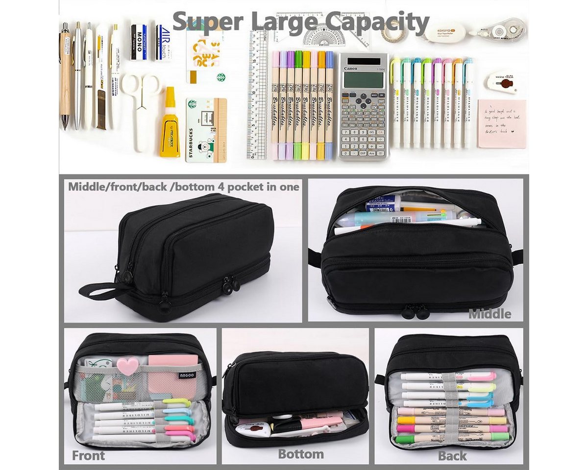 Coonoor Federmäppchen Große Kapazität, Mäppchen Federtaschen Etui Stifte 4 Fächer