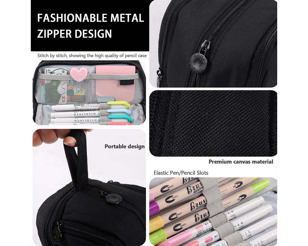 Coonoor Federmäppchen Große Kapazität, Mäppchen Federtaschen Etui Stifte 4 Fächer Bild 3