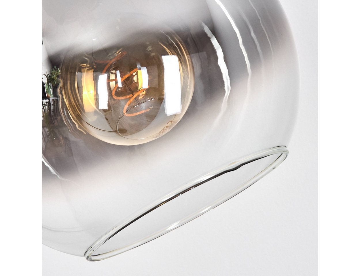 hofstein Bogenlampe Stehlampe aus Metall/Glas in Schwarz/Chrom-/Rauchfarben/Klar, verstellbare Stehleuchte im Retro-Design, Fußschalter, 140 cm, E27 Bild 2