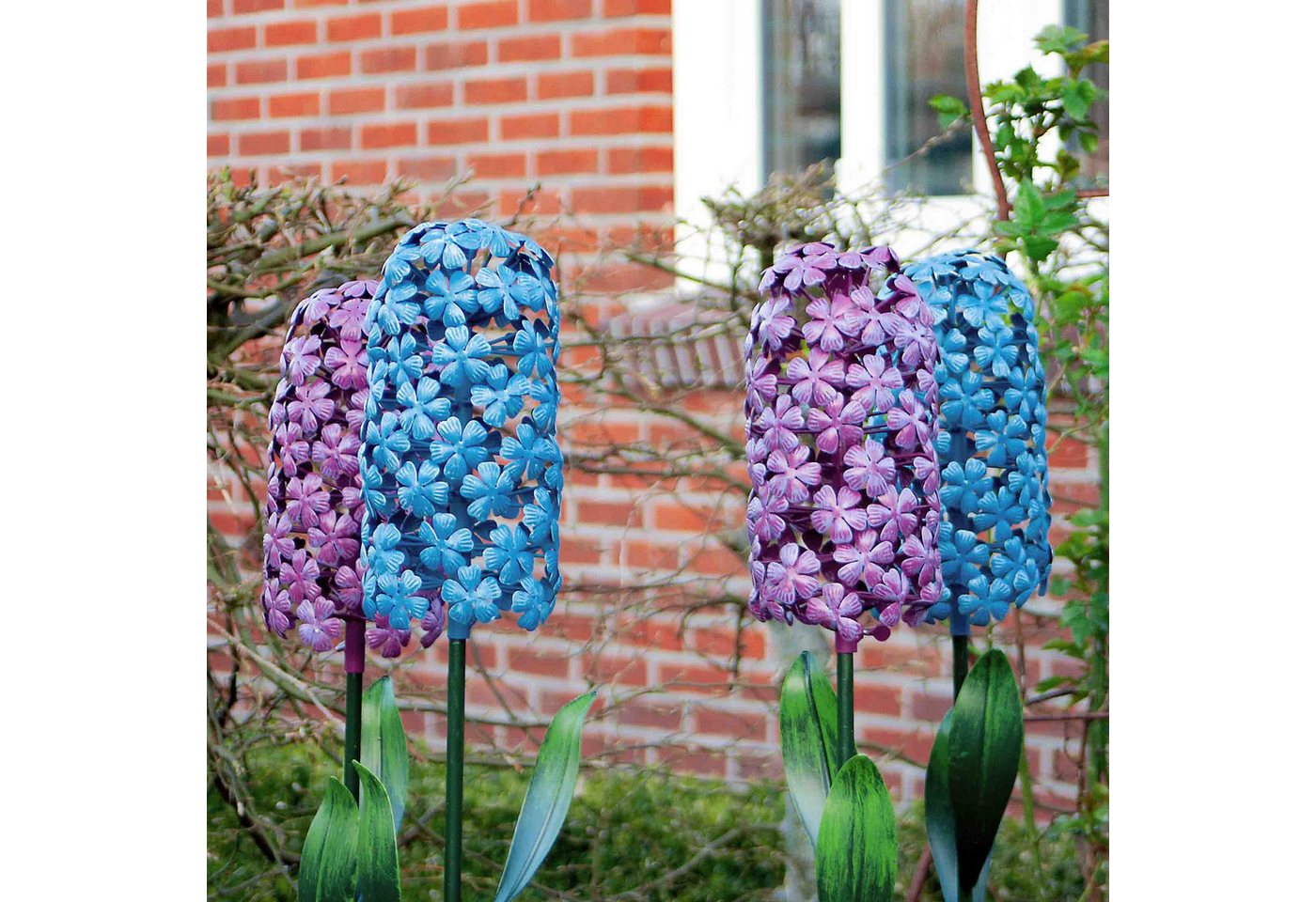 Paulslandhaus Gartenstecker Pflanzstecker Hyazinthe in 2 Farben,Beetstecker, verzinkt, 1 Stück