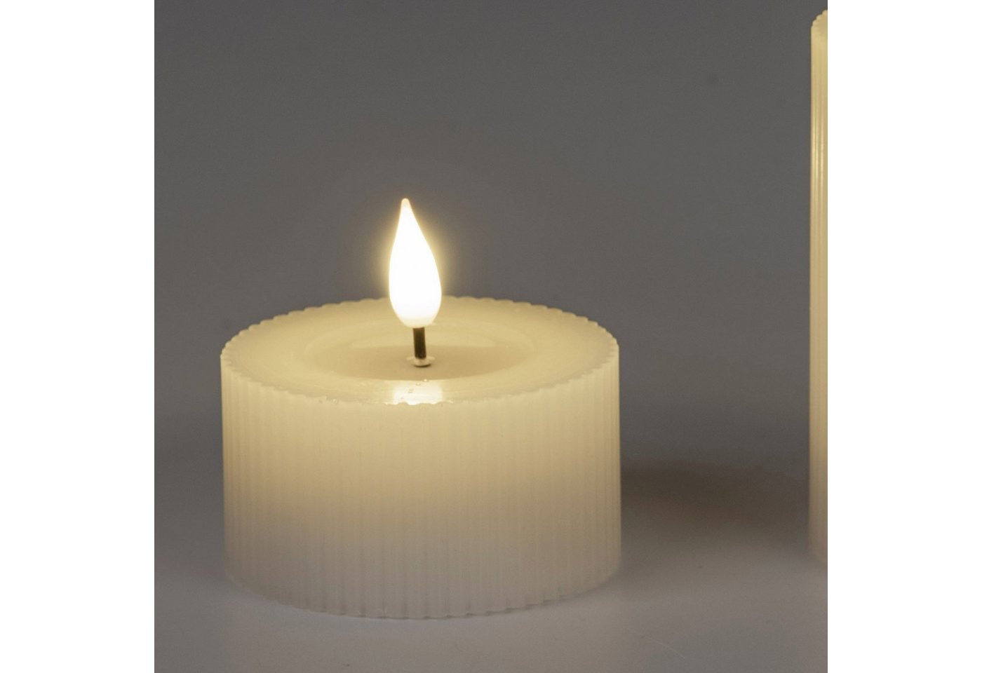 formano LED-Kerze Streifen, LED, mit Timerfunktion, Creme, Rillen, H: 4cm