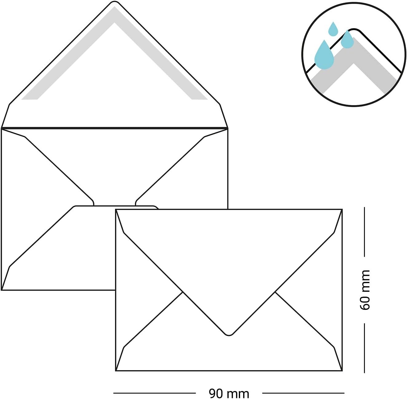 Briefumschläge24Plus Briefumschlag 5 x 9 cm Briefumschläge Visitenkarten verschiedenen Farben, 60 x 90 mm Briefumschläge Visitenkarten größe verschiedenen Farben Bild 3