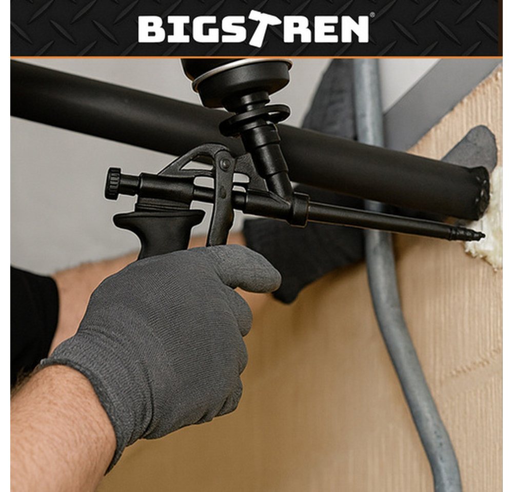 BIGSTREN Bauschaumpistole Metall-Montageschaumpistole 320-mm, Spar-Set, 1-tlg., präzise, Ideal für Bau-, Renovierungs- und Isolationsarbeiten Bild 2