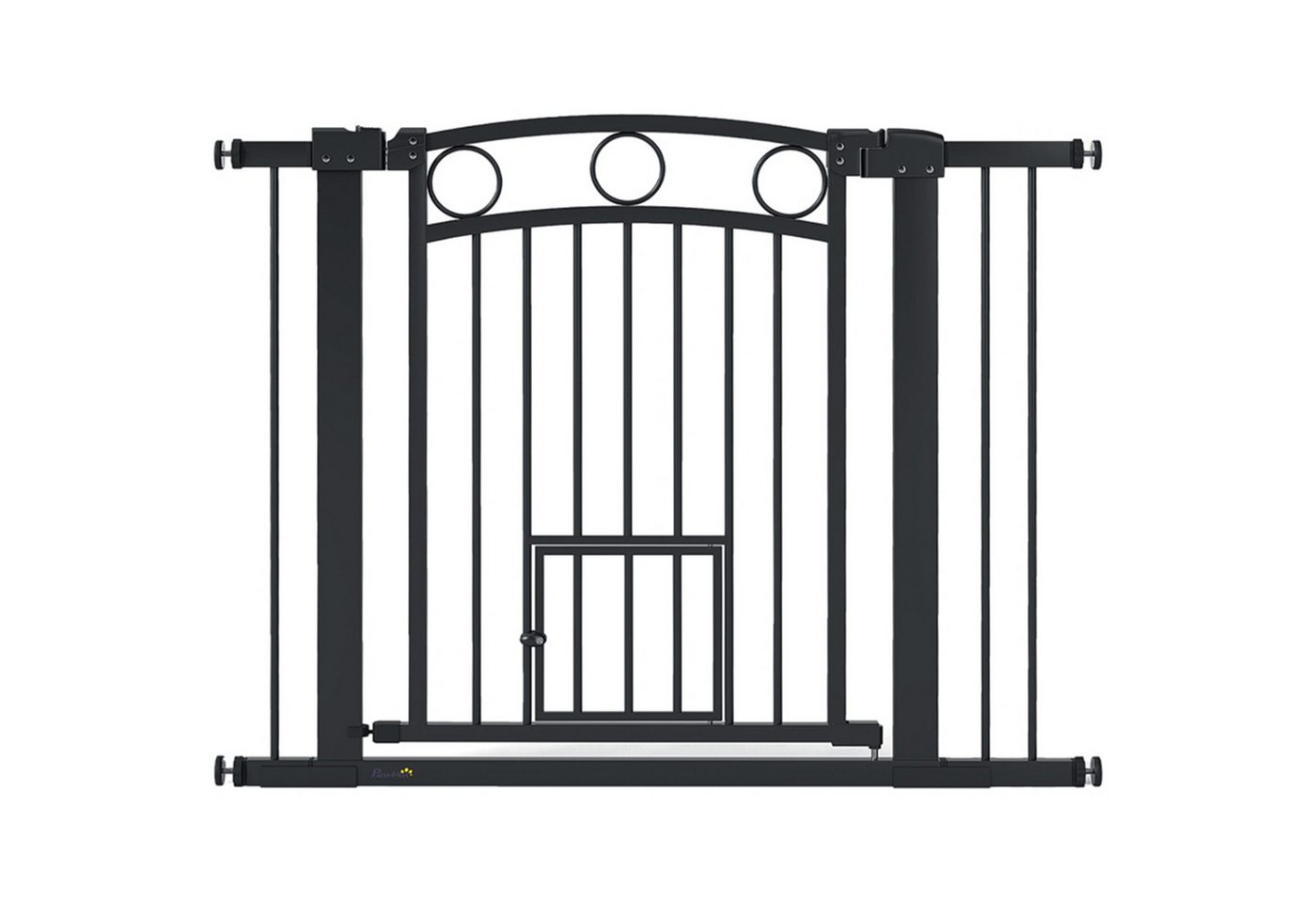 MC Star Türschutzgitter Haustiertor, 77 cm Treppengatter, verstellbare Breite 76-104 cm (mit Katzentür, für Treppen und Türöffnungen, Schwarz) Bild 3