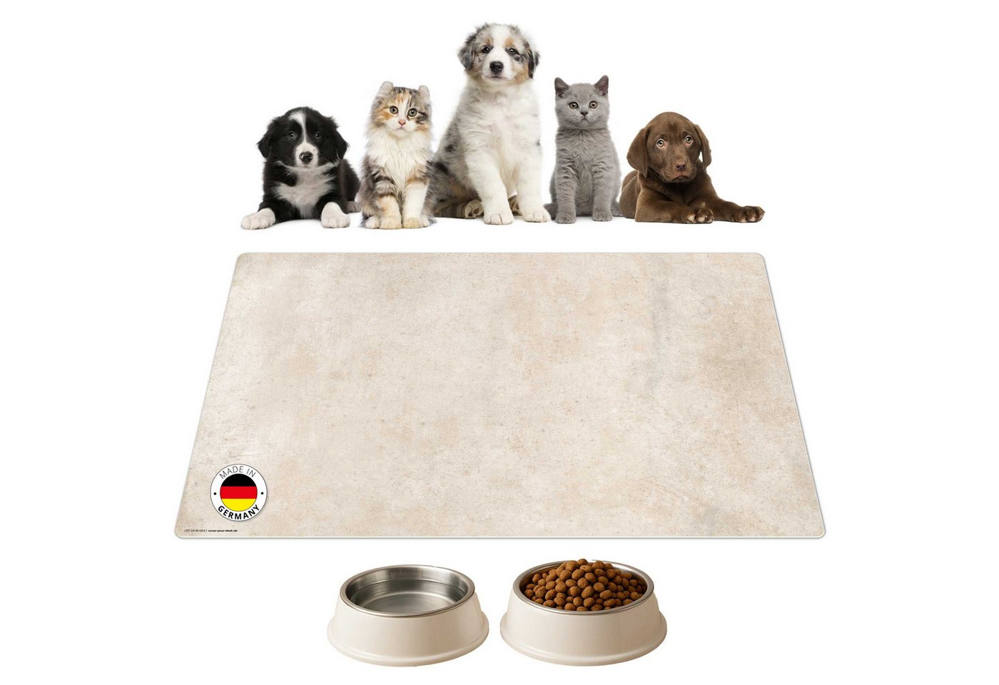 cover-your-desk.de Napfunterlage für Hunde & Katzen „heller Stein in beige“ - aus Premium-Vinyl, 1-St., rutschhemmend, abwaschbar, reißfest, Made in Germany Bild 3