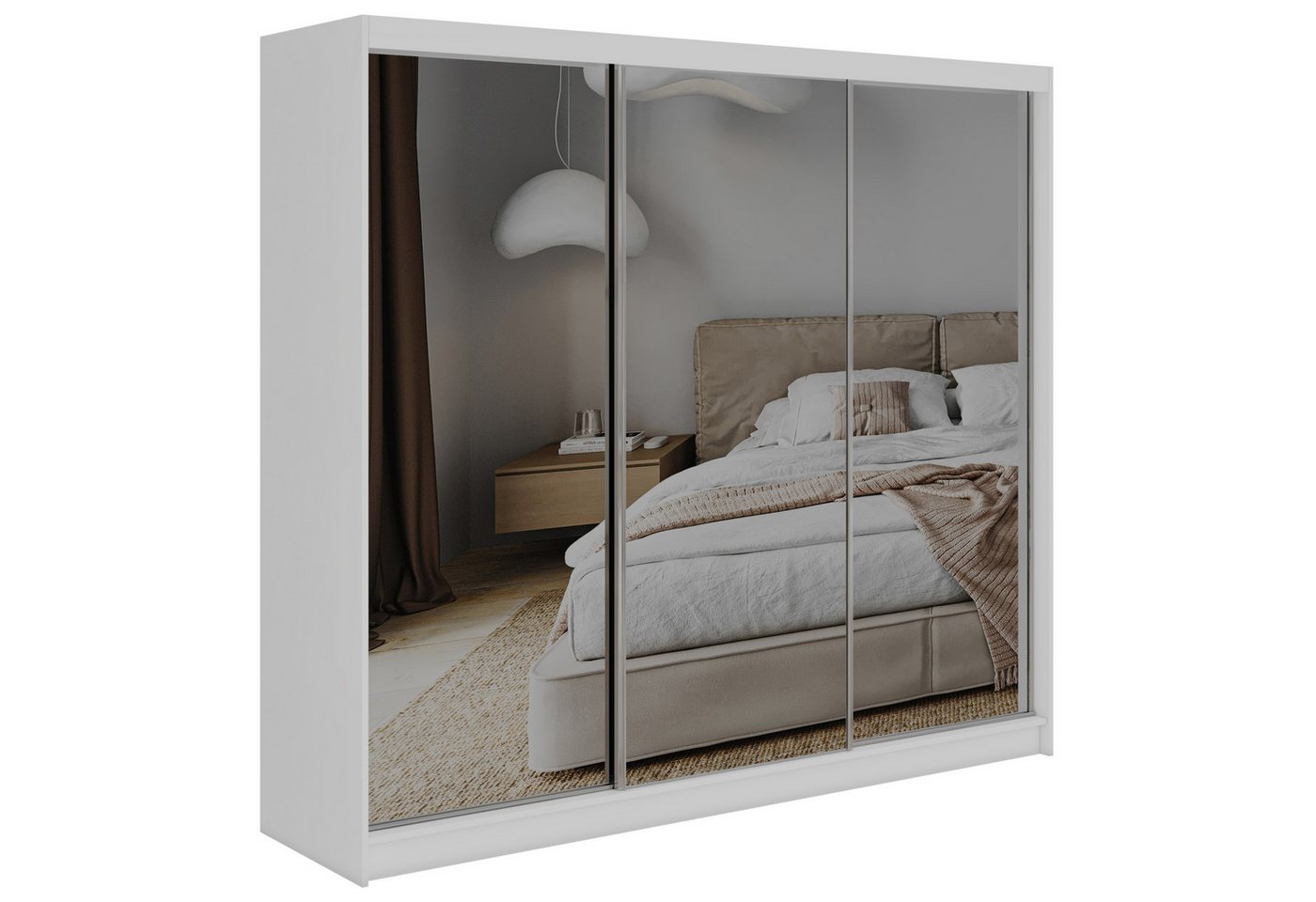 MKS MÖBEL Schiebetürenschrank DUBROWNIK 240 (Kleiderschrank mit/ohne Schubladen, Schiebetüren) Spiegelschrank 240 cm, Kleiderschrank mit Stauruam, Kleiderbügel Bild 2