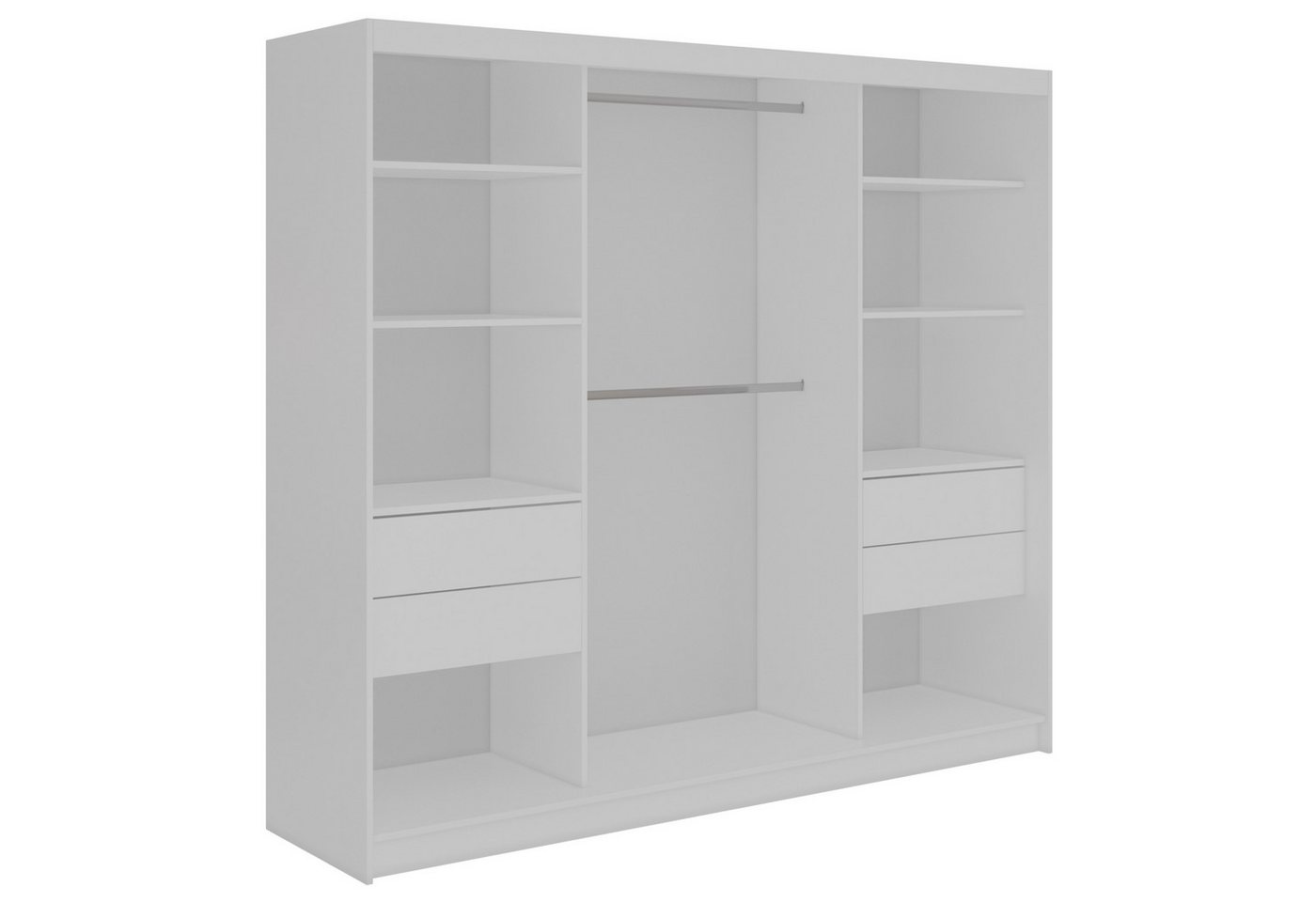 MKS MÖBEL Schiebetürenschrank DUBROWNIK 240 (Kleiderschrank mit/ohne Schubladen, Schiebetüren) Spiegelschrank 240 cm, Kleiderschrank mit Stauruam, Kleiderbügel Bild 3
