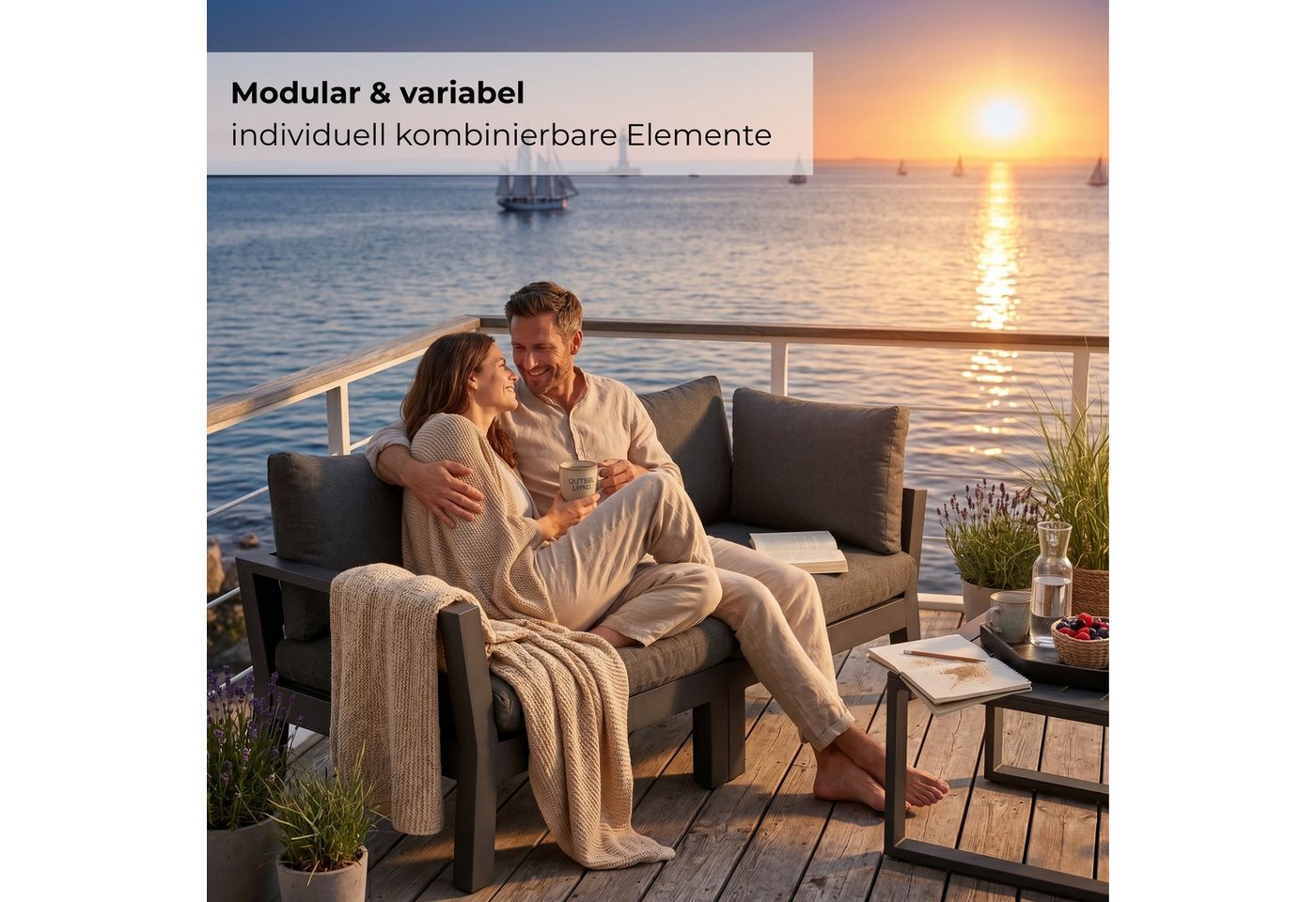 KETTLER Garten-Essgruppe Kettler Comfort Lounge Sofa Set aus 2 x Ecke 180 x 90cm Bild 2