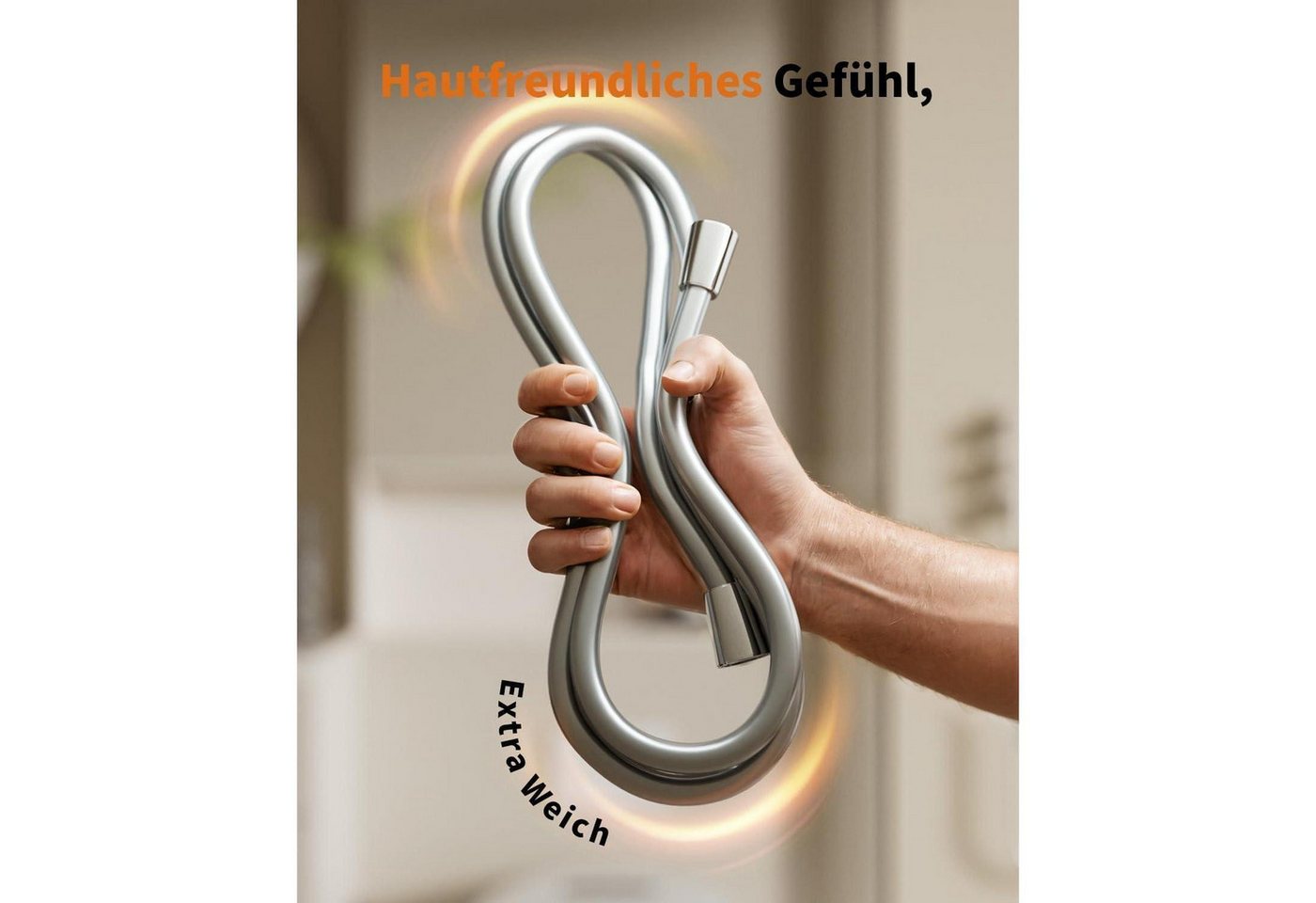LuxusKollektion Brauseschlauch Duschschlauch 2m Silikon Verdrehschutz Knickschutz Silber Chrom
