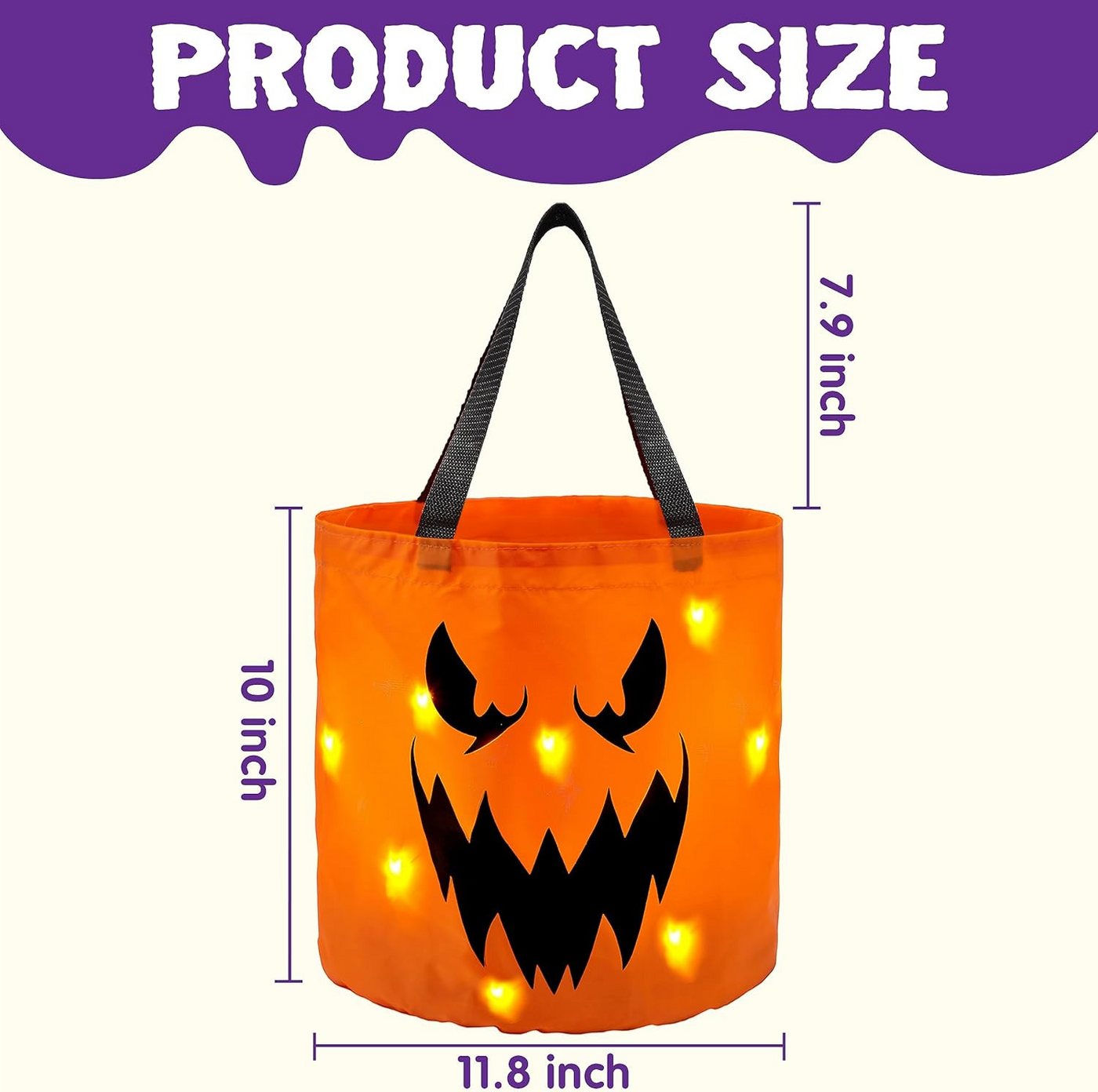JOYIN Geschenk-Tragetasche JOYIN 2 Halloween Süßigkeiten-Tüten mit LED, orange wiederverwendbar Bild 2