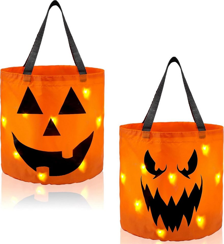 JOYIN Geschenk-Tragetasche JOYIN 2 Halloween Süßigkeiten-Tüten mit LED, orange wiederverwendbar Bild 5