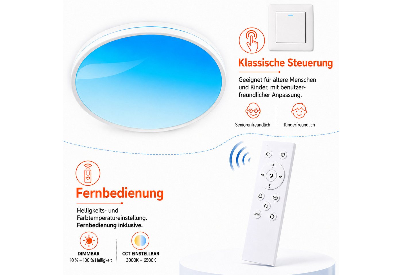 Sunicol LED Deckenleuchte Dimmable Sky Scenery Deckenlampe, Vollspektrum, RGB-Wechsel, 1800K-12000K Mehrfarbige Ambientlampe für Wohn-, Schlaf- und Esszimmer Bild 2