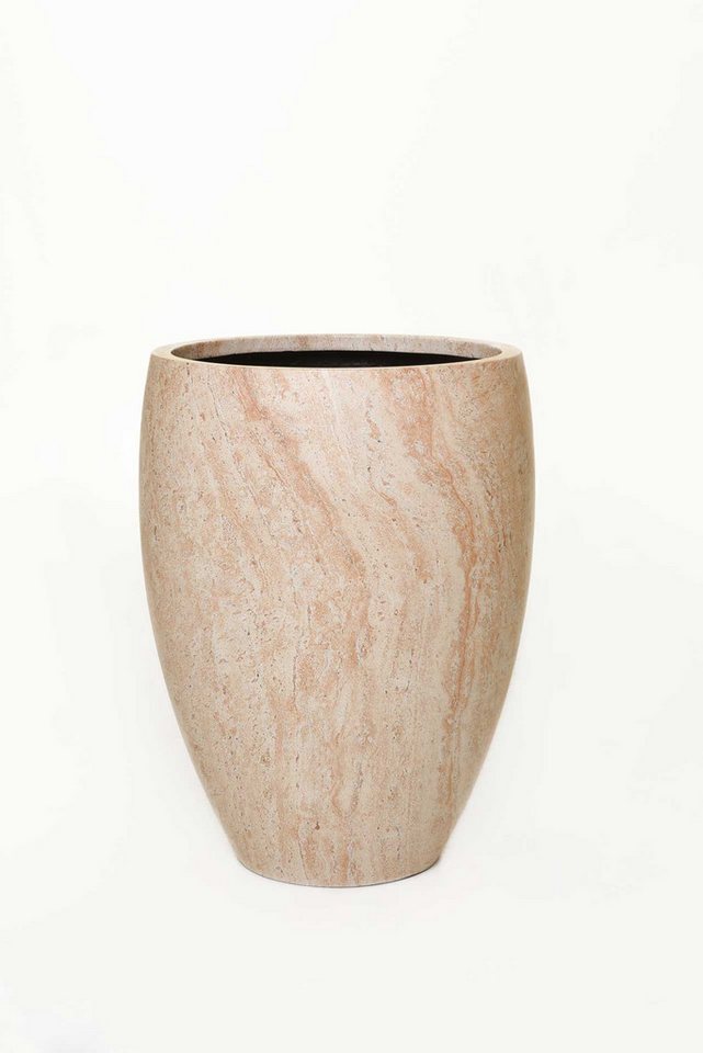 VIVANNO Pflanzkübel Fiberglas OVOLO Rund - Travertin Steinoptik (1 St), 42x55 cm Bild 2