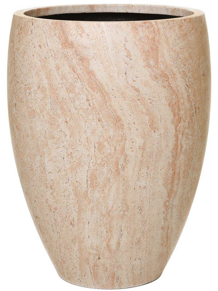 VIVANNO Pflanzkübel Fiberglas OVOLO Rund - Travertin Steinoptik (1 St), 42x55 cm Bild 4