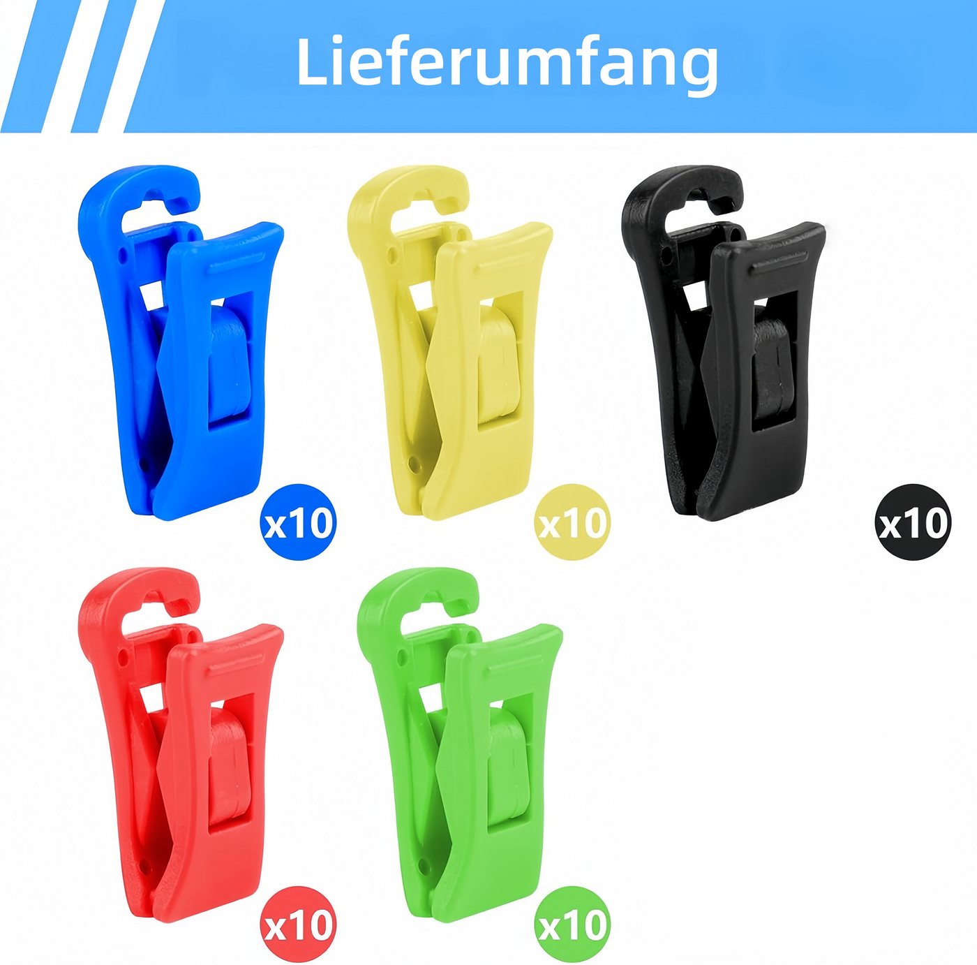 FOUORTUNATE-BEE Wäscheklammern 50 rutschfeste Sockenklammern mit Haken für Sockenaufbewahrung, 50 bunte Sockenclips mit Haken für Wäscheständer Bild 5