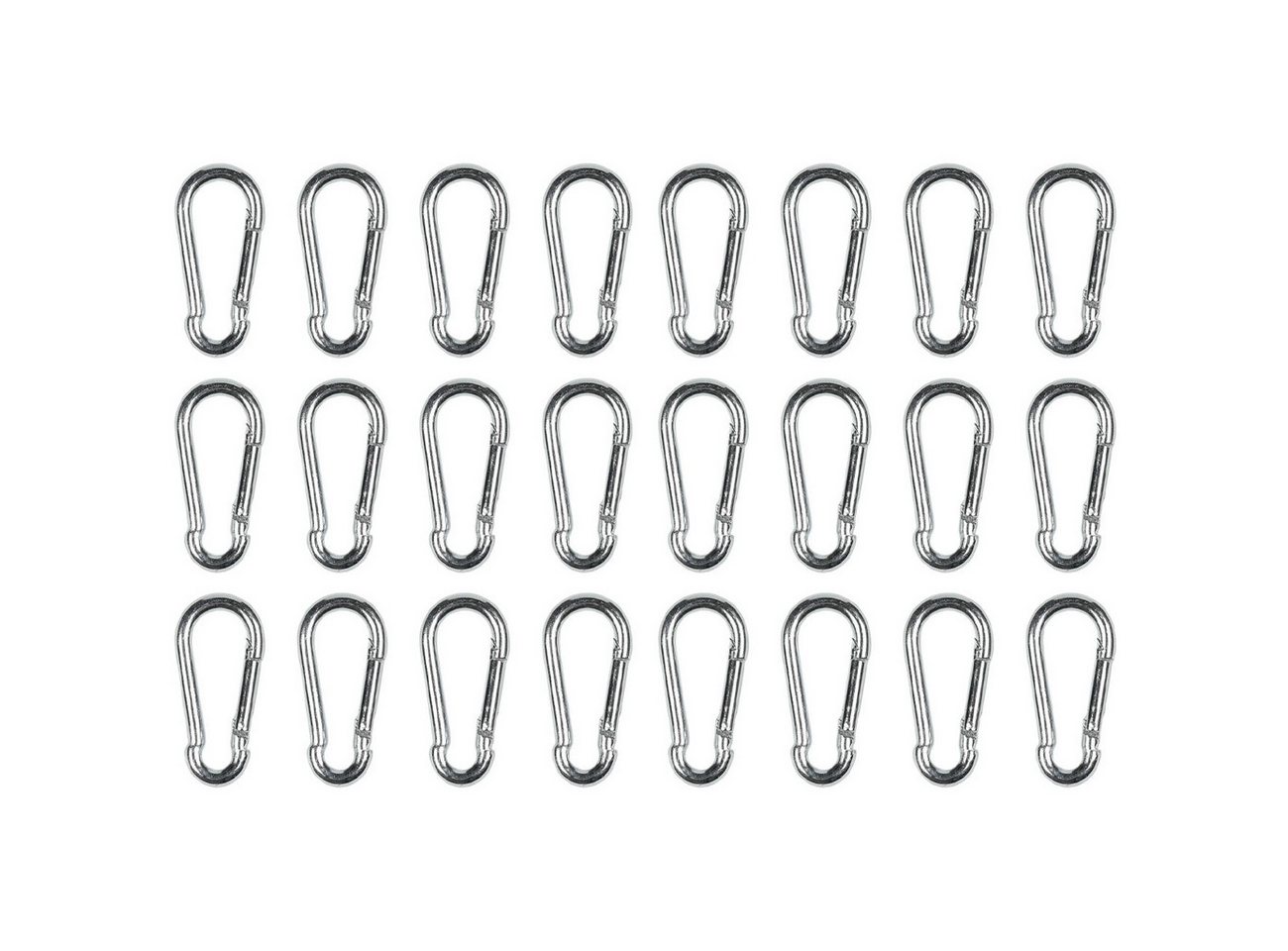 Bensontools Karabiner Mini-Karabinerhaken Set 50 mm, 12/24 tlg. verzinkter Stahl Silber, (24 St., 12er/24er Pack), Mini-Karabiner-Set (50x25 mm), Schnappverschluss, rostgeschützt Bild 3