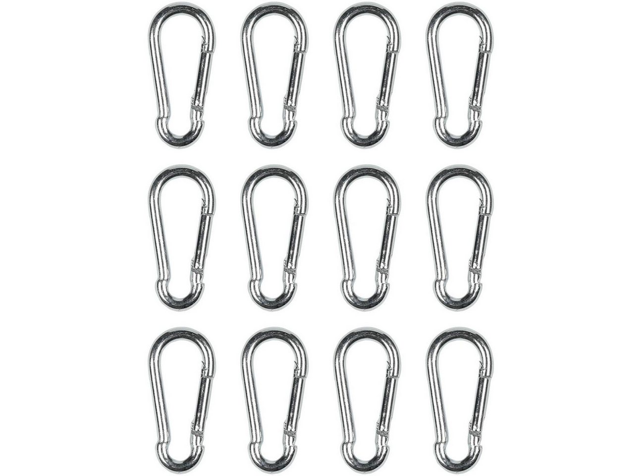 Bensontools Karabiner Mini-Karabinerhaken Set 50 mm, 12/24 tlg. verzinkter Stahl Silber, (12 St., 12er/24er Pack), Mini-Karabiner-Set (50x25 mm), Schnappverschluss, rostgeschützt Bild 2
