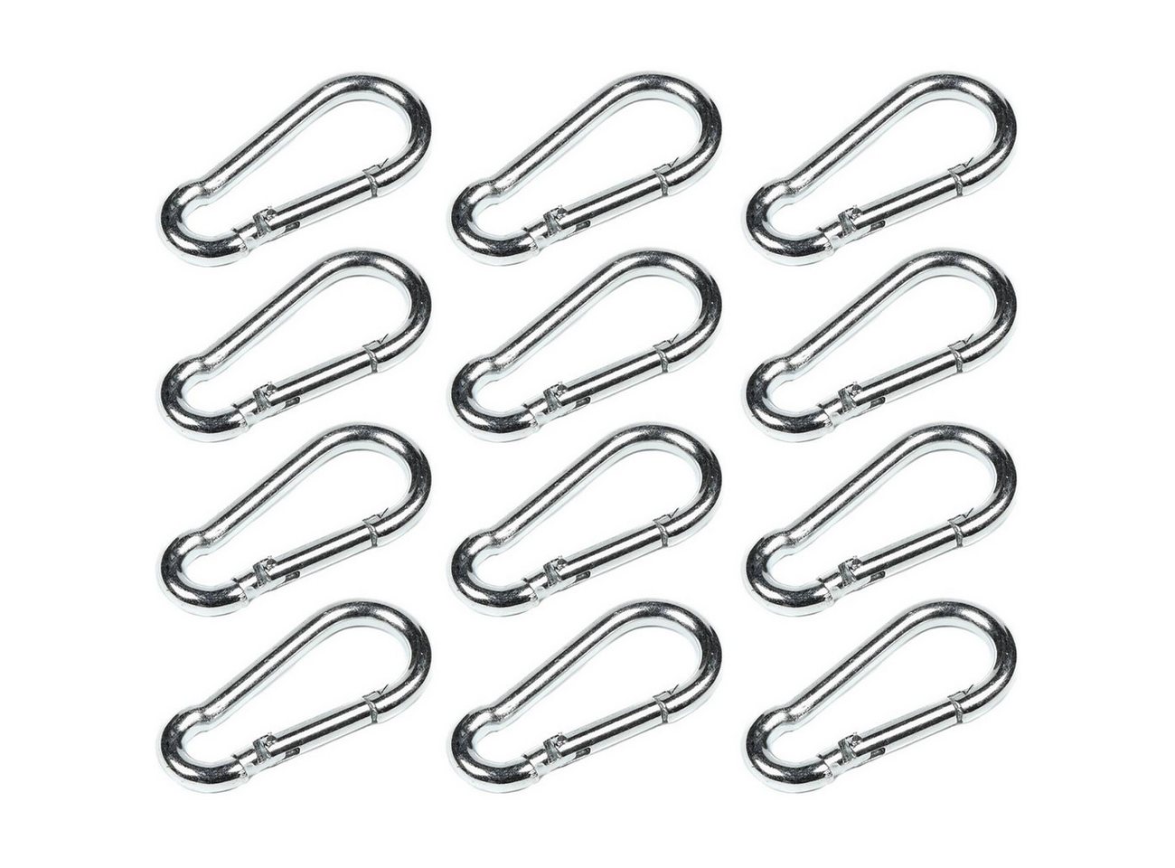 Bensontools Karabiner Mini-Karabinerhaken Set 50 mm, 12/24 tlg. verzinkter Stahl Silber, (12 St., 12er/24er Pack), Mini-Karabiner-Set (50x25 mm), Schnappverschluss, rostgeschützt Bild 3