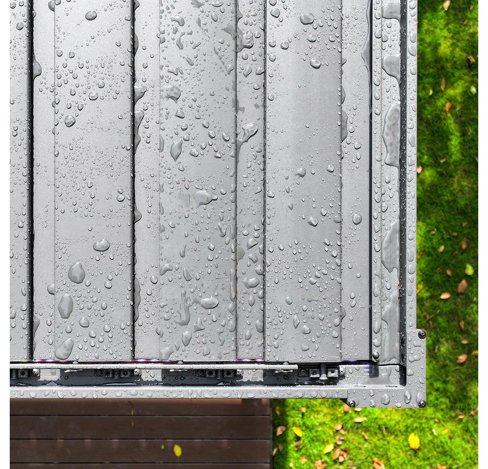 Mirador Pergola 88S 3 x 3,6 m Pavillon mit 3m Kurbel-Seitenrollo Anthrazit, (Packung, 1-tlg), Verstellbares Lamellendach mit Kurbel-Seitenrollo