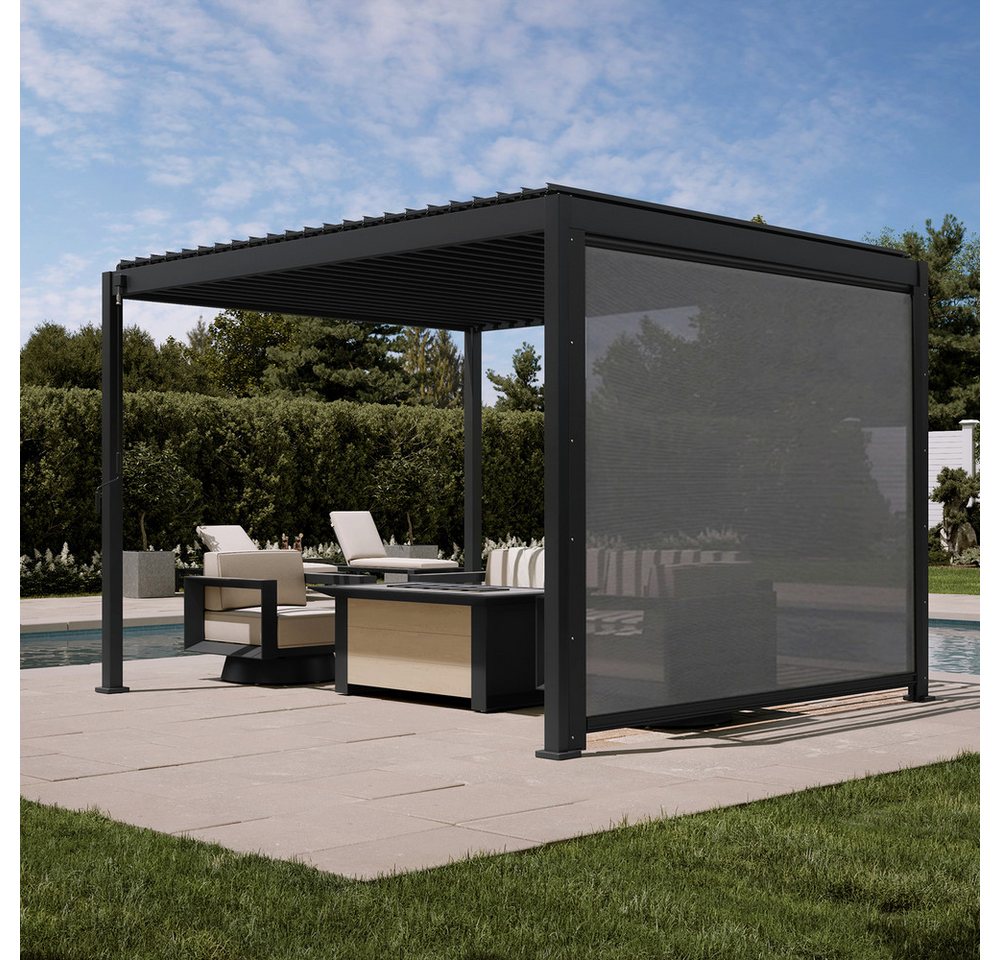 Mirador Pergola 88S 3 x 3,6 m Pavillon mit 3m Kurbel-Seitenrollo Anthrazit, (Packung, 1-tlg), Verstellbares Lamellendach mit Kurbel-Seitenrollo Bild 4