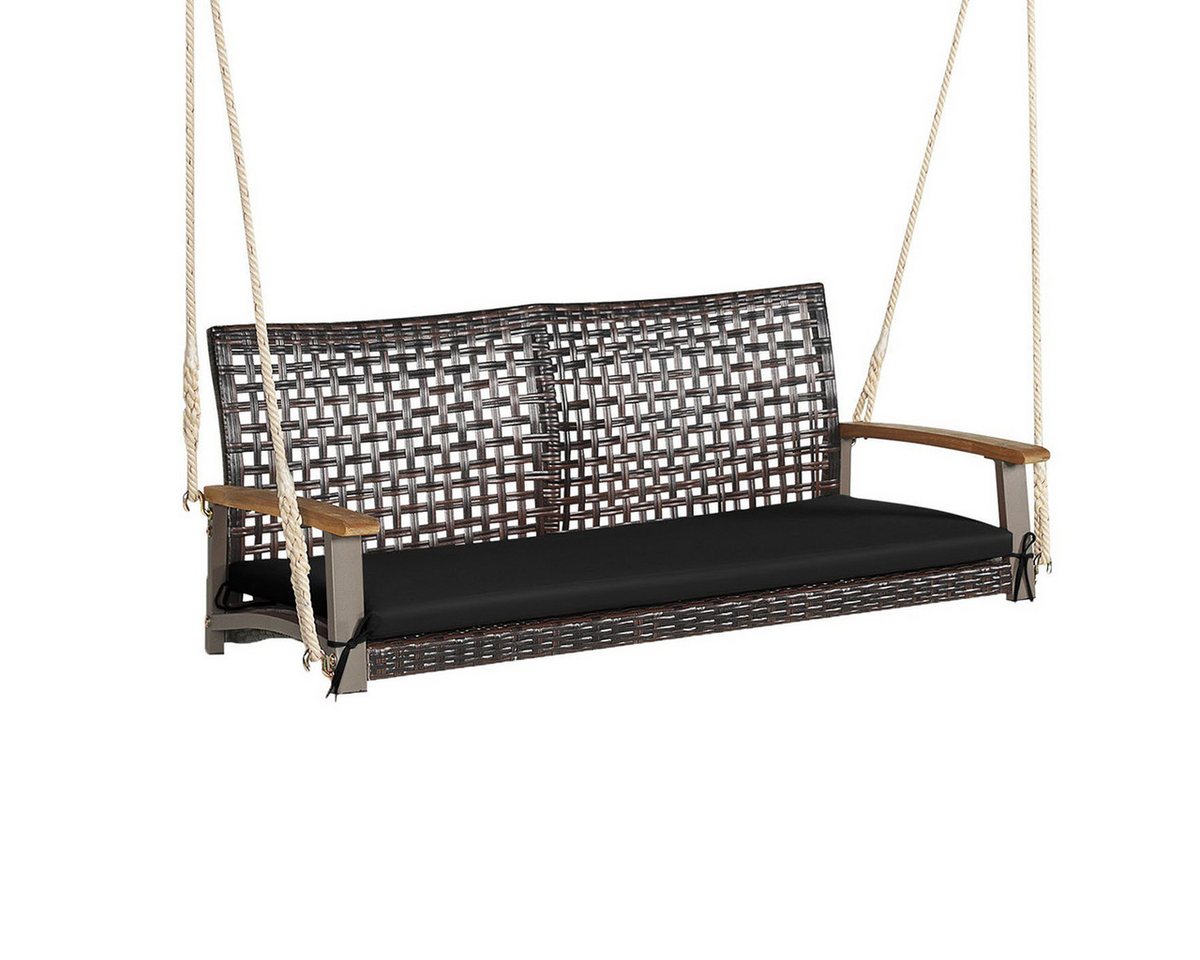 COSTWAY Hollywoodschaukel, 2-Sitzer, Schaukelbank Rattan mit Kissen, 360kg Bild 5