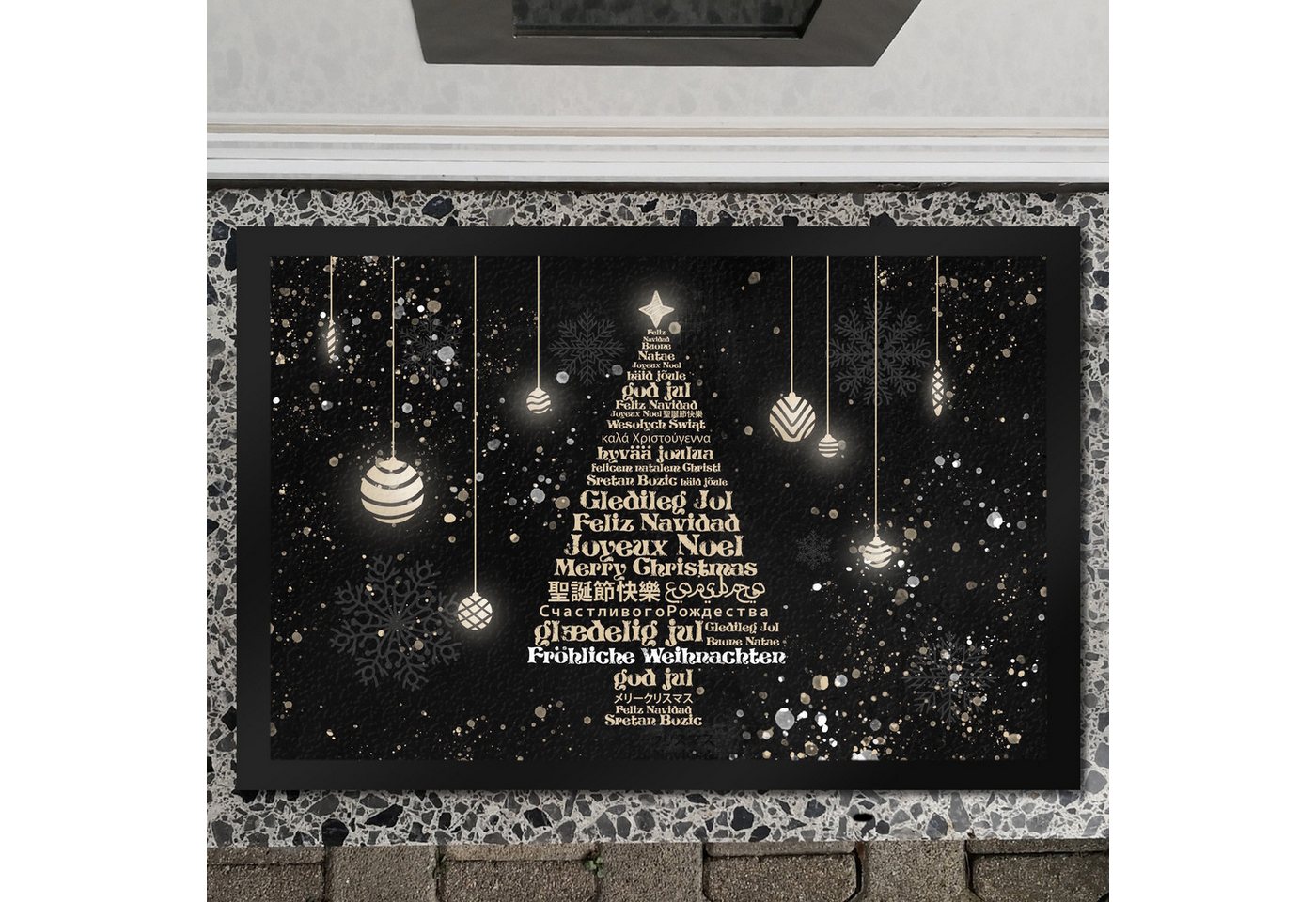 speecheese Fußmatte Fröhliche Weihnachten in verschiedenen Sprachen Fußmatte XXL 50x75 cm Bild 2