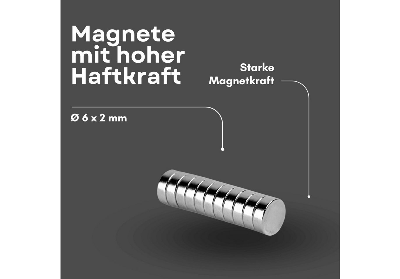MaajeeKuto Magnet Neodym Scheibenmagnet 6x2mm N38 Supermagnet Ni-Cu-Ni 500g Haftkraft (50-St)