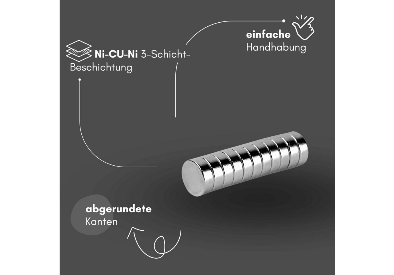 MaajeeKuto Magnet Neodym Scheibenmagnet 6x2mm N38 Supermagnet Ni-Cu-Ni 500g Haftkraft (50-St) Bild 2