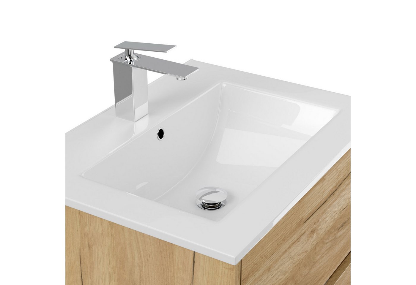 Magnolia Home Badmöbel-Set Badmöbelset Taifun 60cm 2tlg mit Spiegelschrank eiche gold Bild 2
