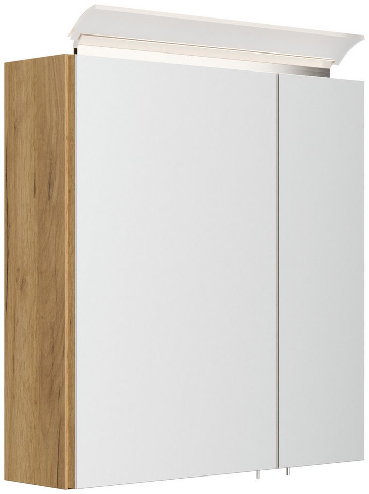 Magnolia Home Badmöbel-Set Badmöbelset Taifun 60cm 2tlg mit Spiegelschrank eiche gold Bild 3