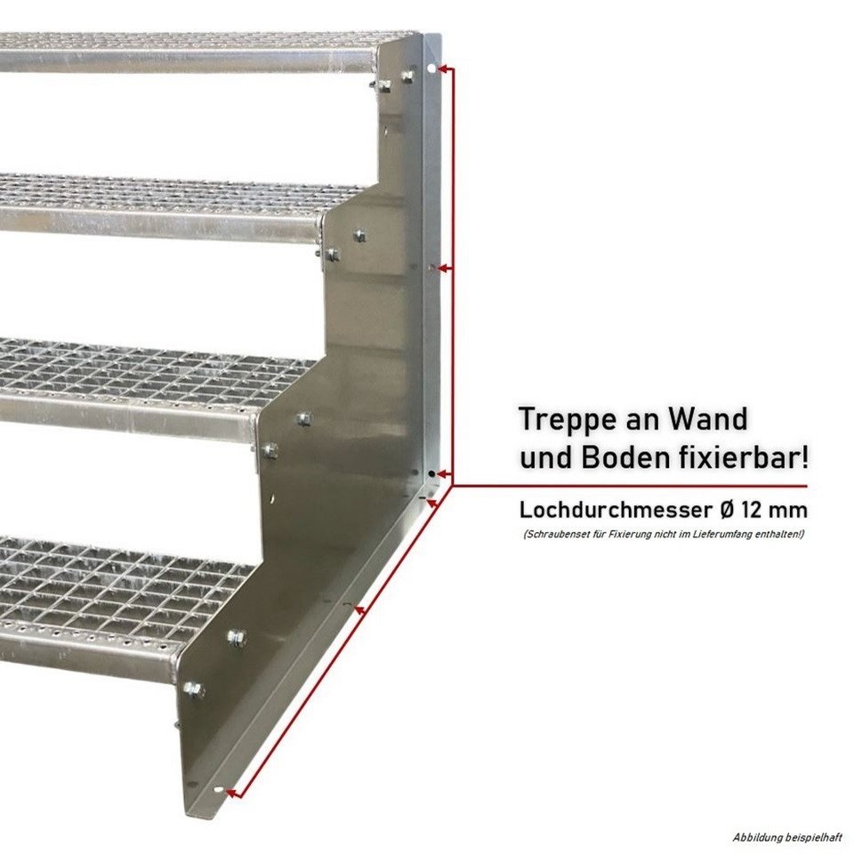 SRM Design Außentreppe 4 Stufen Standtreppe Schwarz, Breite 100cm, Höhe 72cm 2x Geländer Bild 2