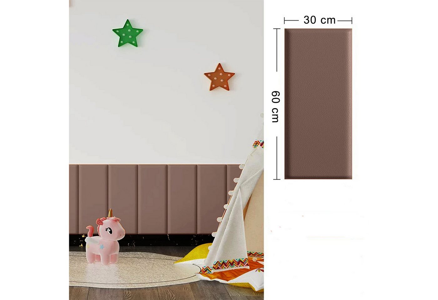Mejale Wandpolster Wandpolster Leder 60x30 cm 3D Wandpaneel gepolstert Kopfteil, (3D-gepolstertes Wandpaneel 60x30cm), Wandmontiert