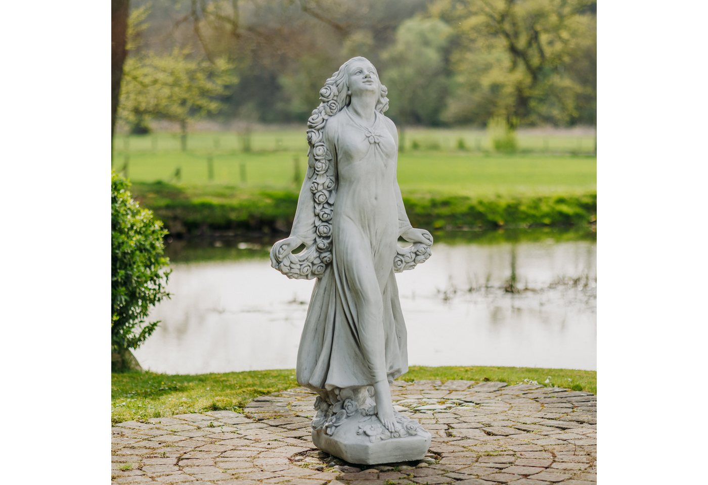 gartendekoparadies.de Gartenfigur Schutzpatronin der göttlichen Flora, Steinfigur, H. 163 cm, 255 kg, Frostsicher Bild 2