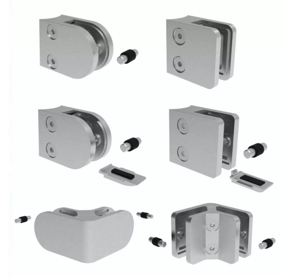 StahlFux Glaszaun Glashalter Glasklemme 8-12 mm, (Spar-Set, 1-St., für Glasscheiben), Optional mit Glasrutschschutzplatte und Sicherungsstiften ausgestattet Bild 5
