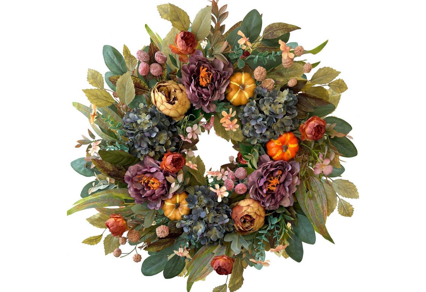 Coonoor Dekokranz Herbst Türkranz, Ahornblätter Kürbis Beeren Kranz, Herbst Dekor Kranz, geeignet für Innen/Außen Wanddekoration Bild 2