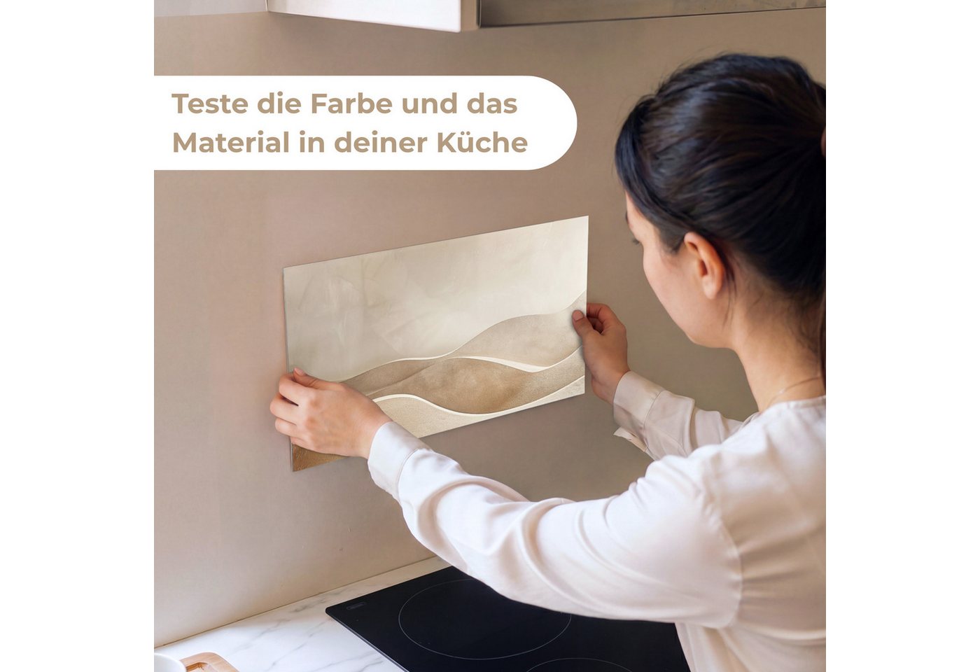 KitchenYeah Küchenrückwand Muster selbstklebend (keine Folie) Beige - Natur - Abstrakt - Modern, (1-tlg), Spritzschutz, Küche, Rückwand, Küchenwand, Küchenfront, 30x20 cm