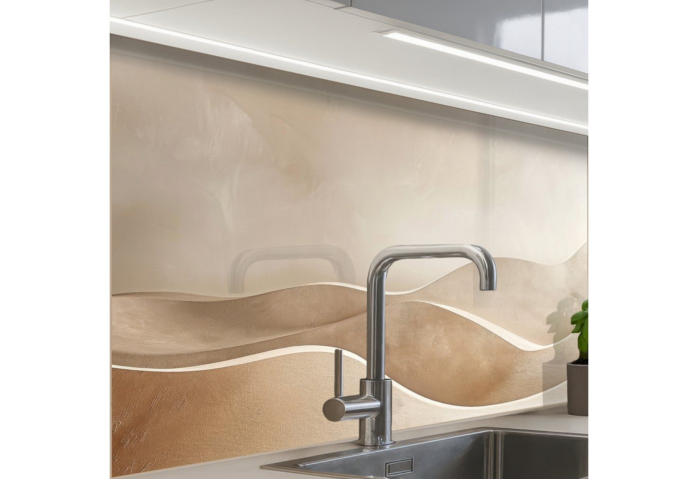 KitchenYeah Küchenrückwand Muster selbstklebend (keine Folie) Beige - Natur - Abstrakt - Modern, (1-tlg), Spritzschutz, Küche, Rückwand, Küchenwand, Küchenfront, 30x20 cm Bild 4