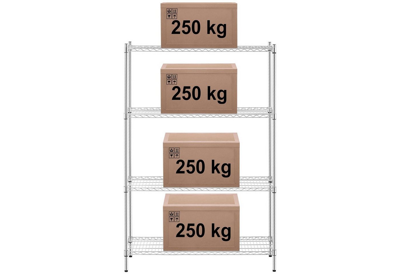 Royal Catering Standregal Metallregal 1.000 kg Gitterregal 120 x 45 x 180 cm Steckregal 4 Borde, verschiedene Größen Bild 2
