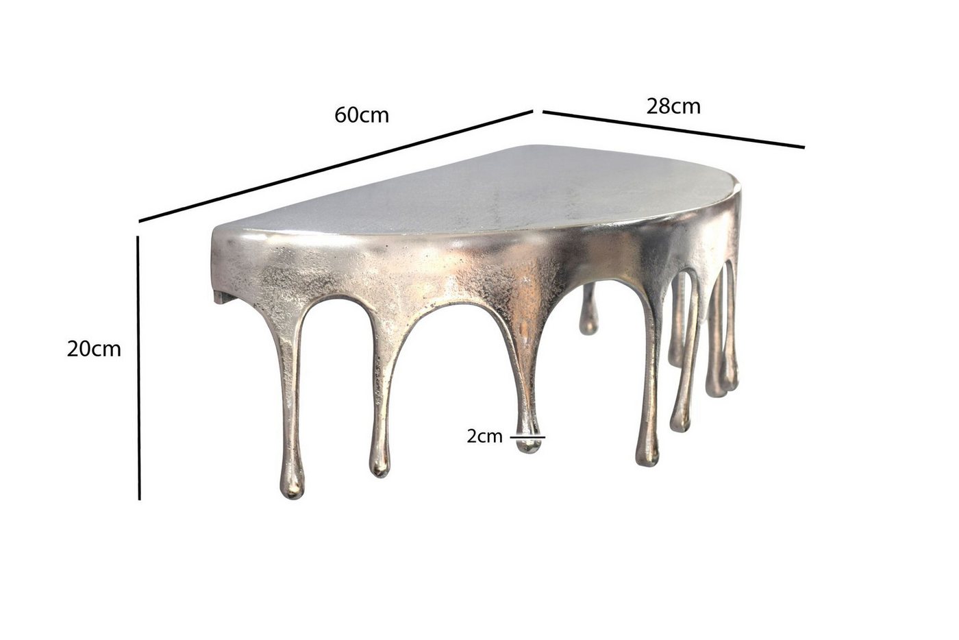 FINEBUY Wandregal FB77466 60cm Aluminium Silber Hängeregal Schweberegal Wandboard Metall, Originelles Hängeregal in edler Tropfenoptik, Komplett aus robustem Aluminium gefertigt Bild 5