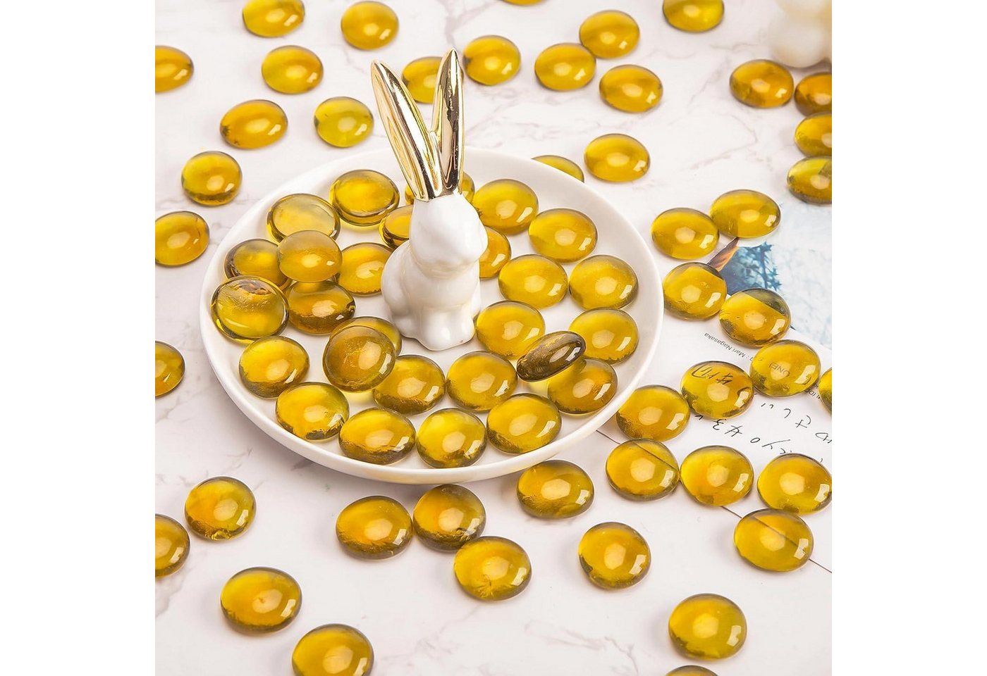 LuxusKollektion Dekokies Glasnuggets Gelb 450g 1,7-1,9cm Deko Steine Mosaik Basteln Bild 5
