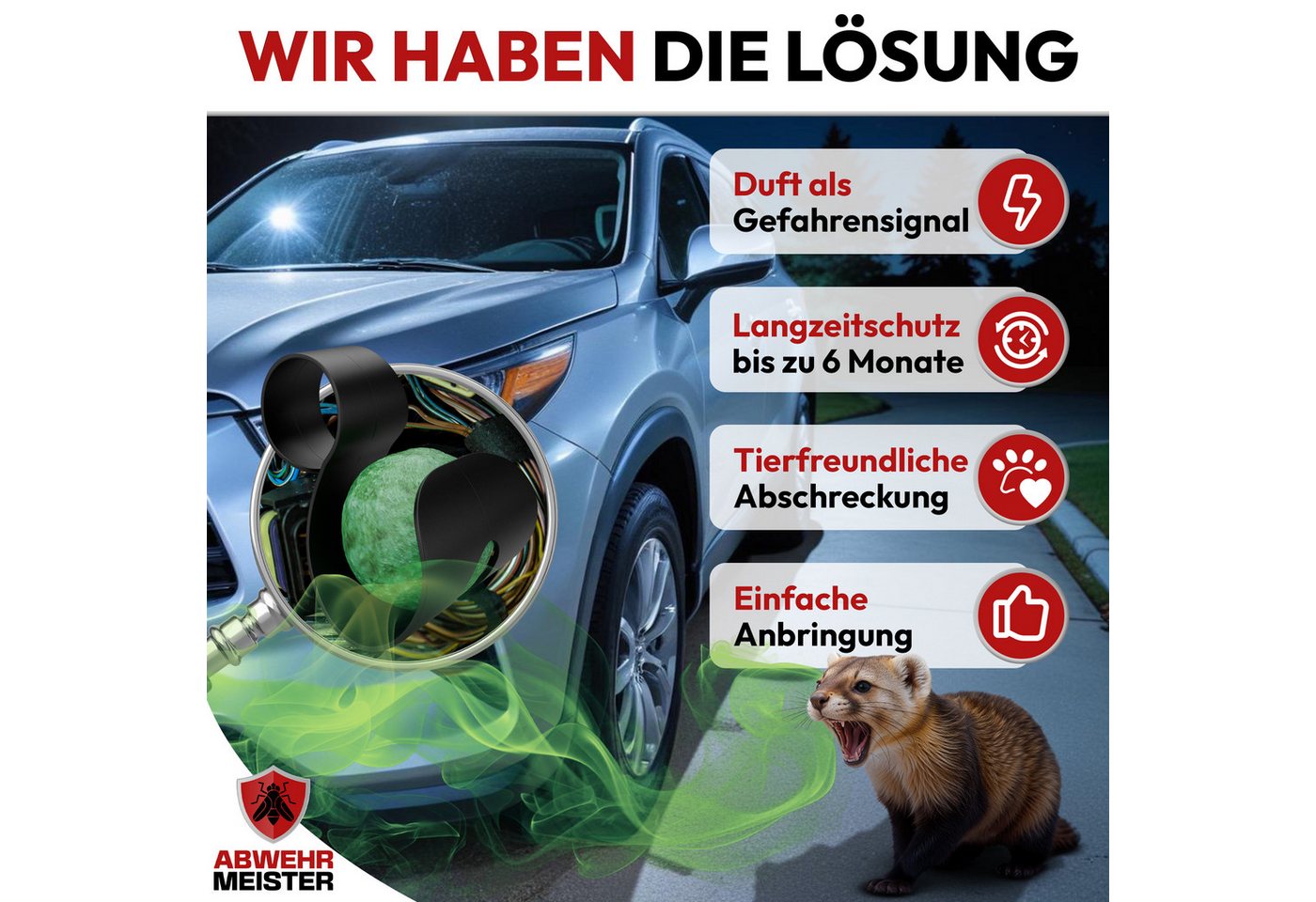 ABWEHR MEISTER Vergrämungsmittel ORIGINAL Marderschreck-Kugeln, Set, 4-St., Marderschutz für bis zu 6 Monate Bild 2