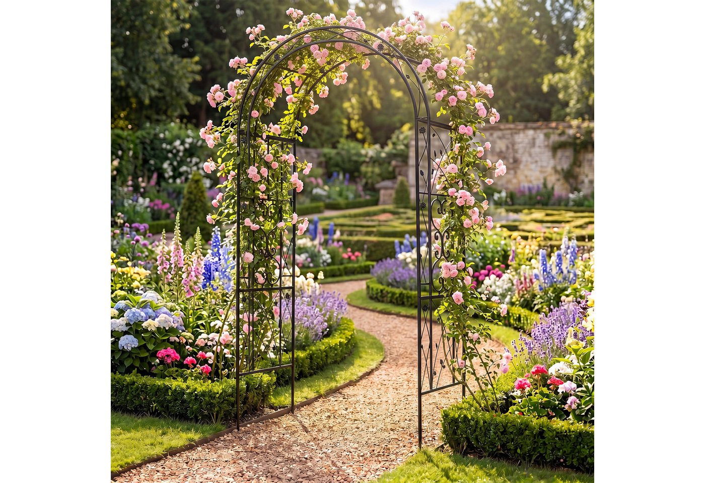 COSTWAY Rosenbogen, Gartenbogen aus Metall stabil, rankbogen cortenstahl