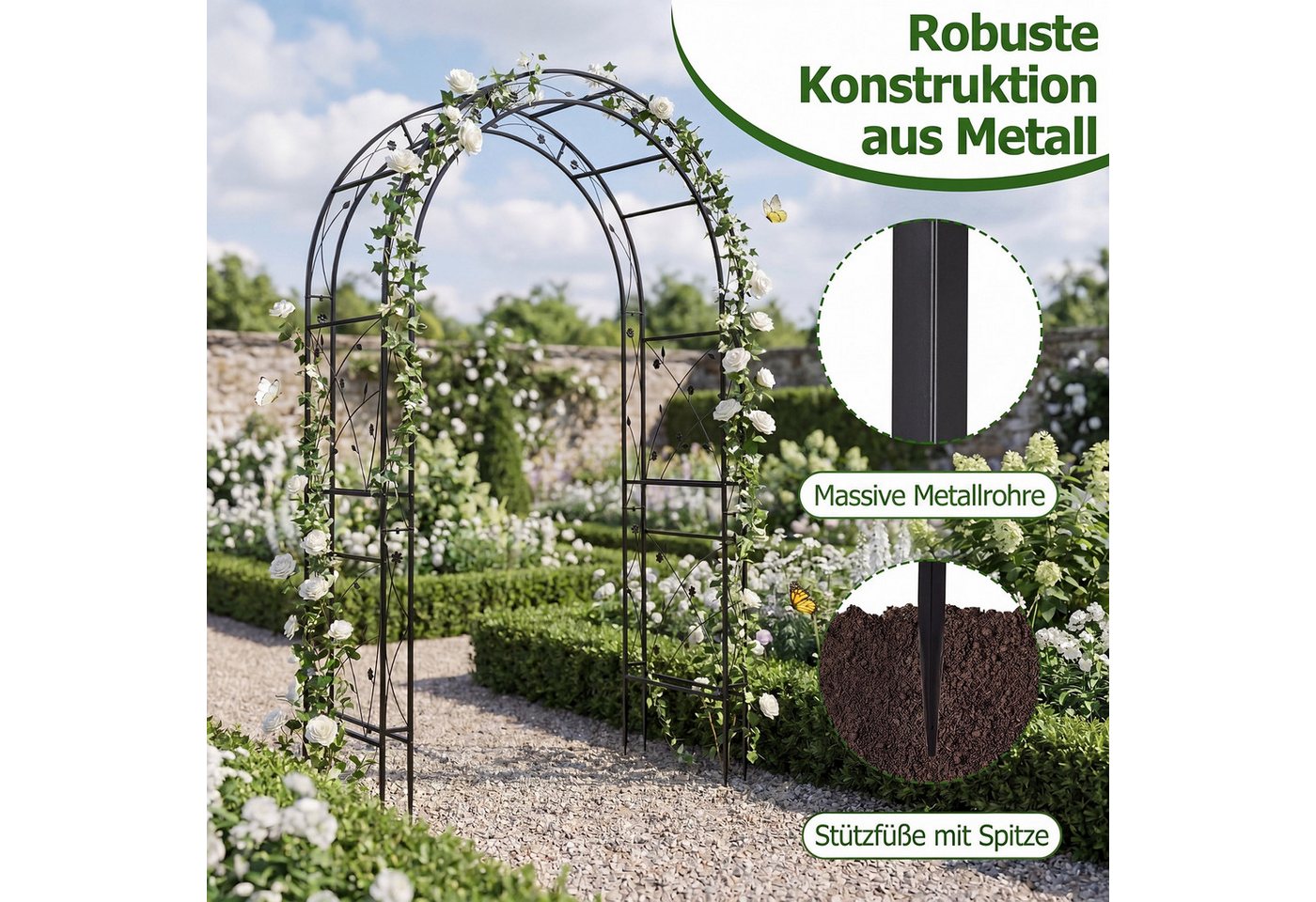 COSTWAY Rosenbogen, Gartenbogen aus Metall stabil, rankbogen cortenstahl Bild 2
