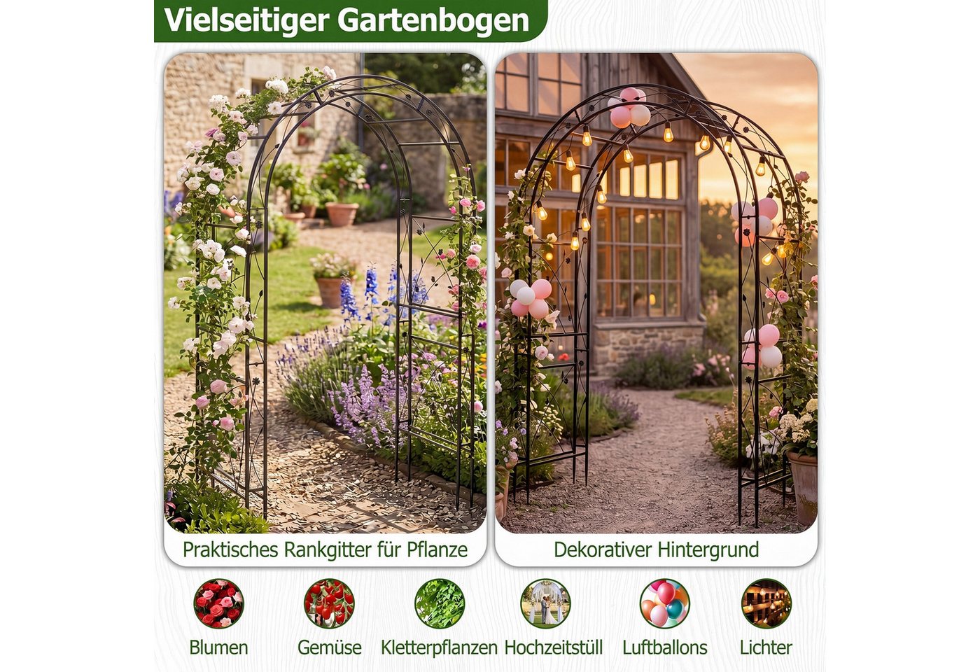 COSTWAY Rosenbogen, Gartenbogen aus Metall stabil, rankbogen cortenstahl Bild 5