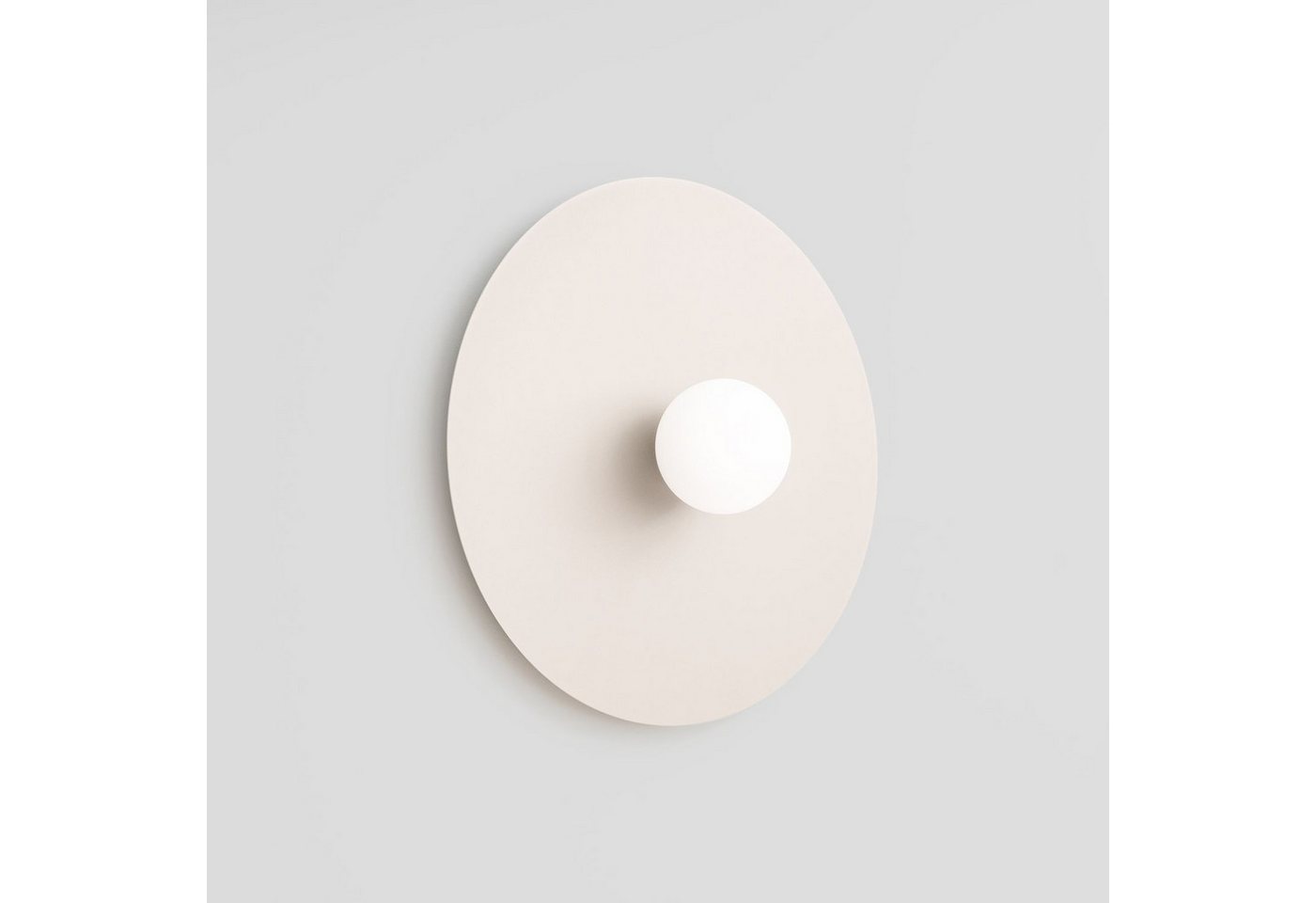 Licht-Erlebnisse Wandleuchte ALBI, ohne Leuchtmittel, Glas Metall G9 D: 50 cm rund Beige Weiß Kugelschirm Modern Wandlampe